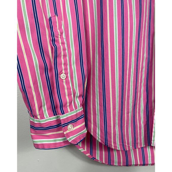 Ralph Lauren Classic Fit Bold Striped Button Down Shirt Pink Multi Medium - Picture 4 of 13